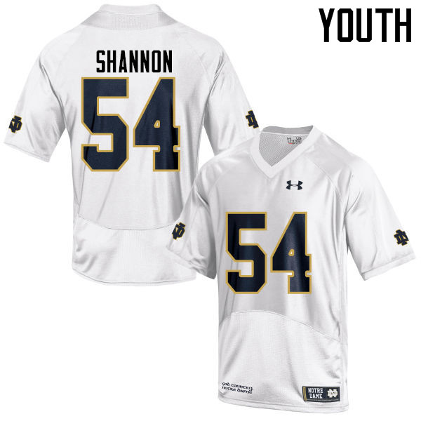 Youth NCAA Notre Dame Fighting Irish #54 John Shannon Stitched College Under Armour Authentic White Football Jersey YB10R83YI